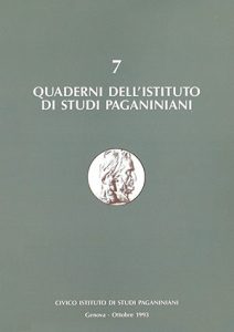 Copertina del Quaderno n 7 dell'Istituto di Studi Paganiniani - Ottobre 1993