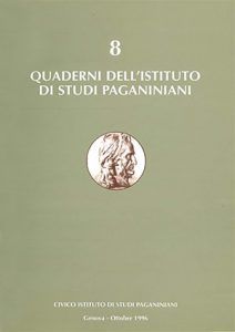 Copertina del Quaderno n 8 dell'Istituto di Studi Paganiniani - Ottobre 1996