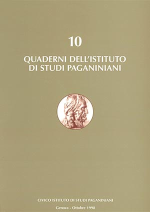 Copertina Quaderno degli Istituti di Studi Paganiniani - n 10 - Ottobre 1998