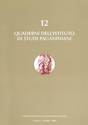 Copertina Quaderno degli Istituti di Studi Paganiniani - n 12 - Ottobre 2000