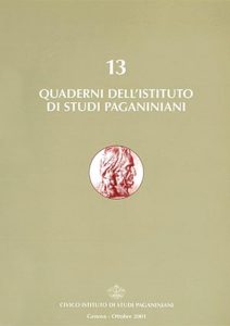 Copertina Quaderno degli Istituti di Studi Paganiniani - n 13 - Ottobre 2001