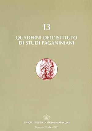 Copertina Quaderno degli Istituti di Studi Paganiniani - n 13 - Ottobre 2001